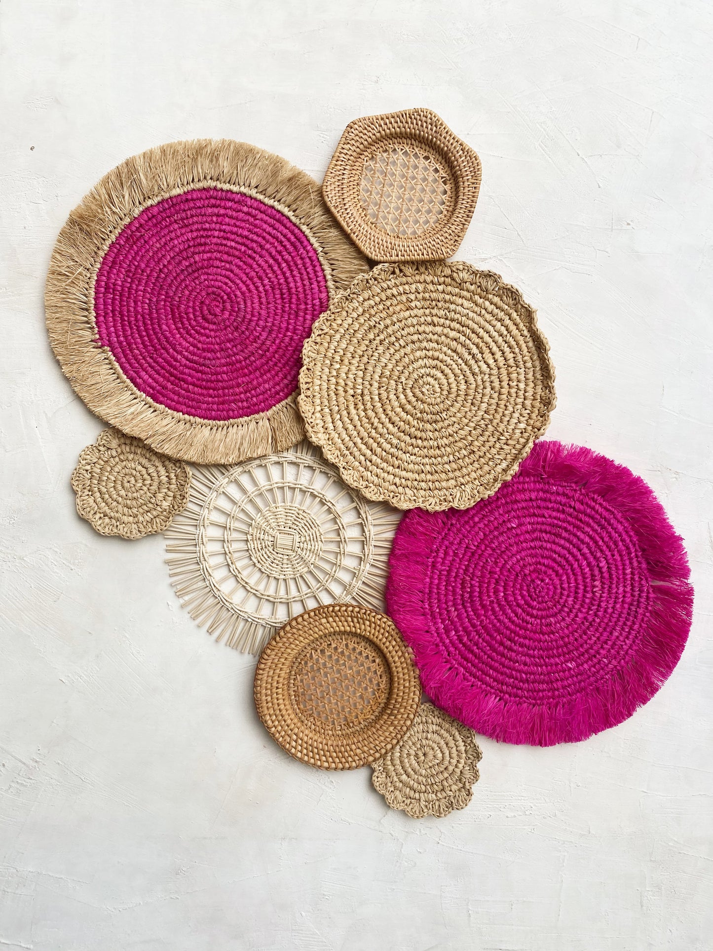 Set of 8 Fuchsia Wall Basket