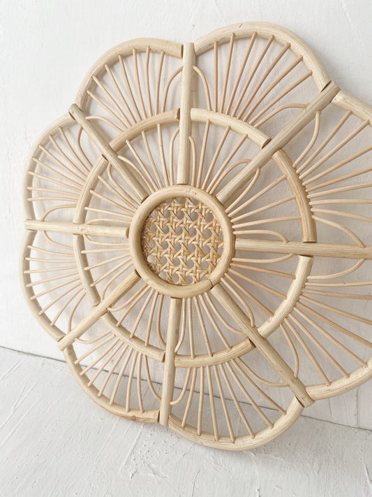 Kembang Flower Round Rattan Decor Wall Art