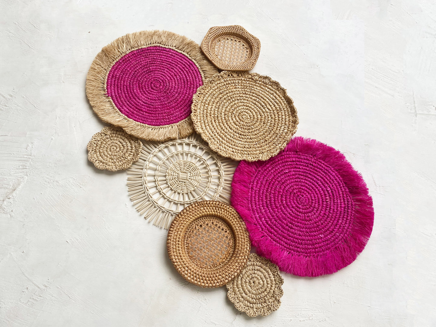 Set of 8 Fuchsia Wall Basket