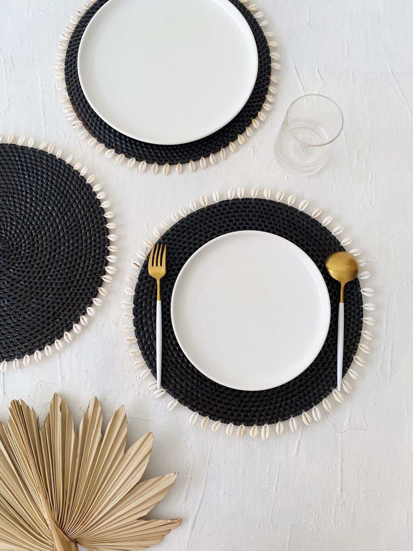 Black Rattan Shell Placemats