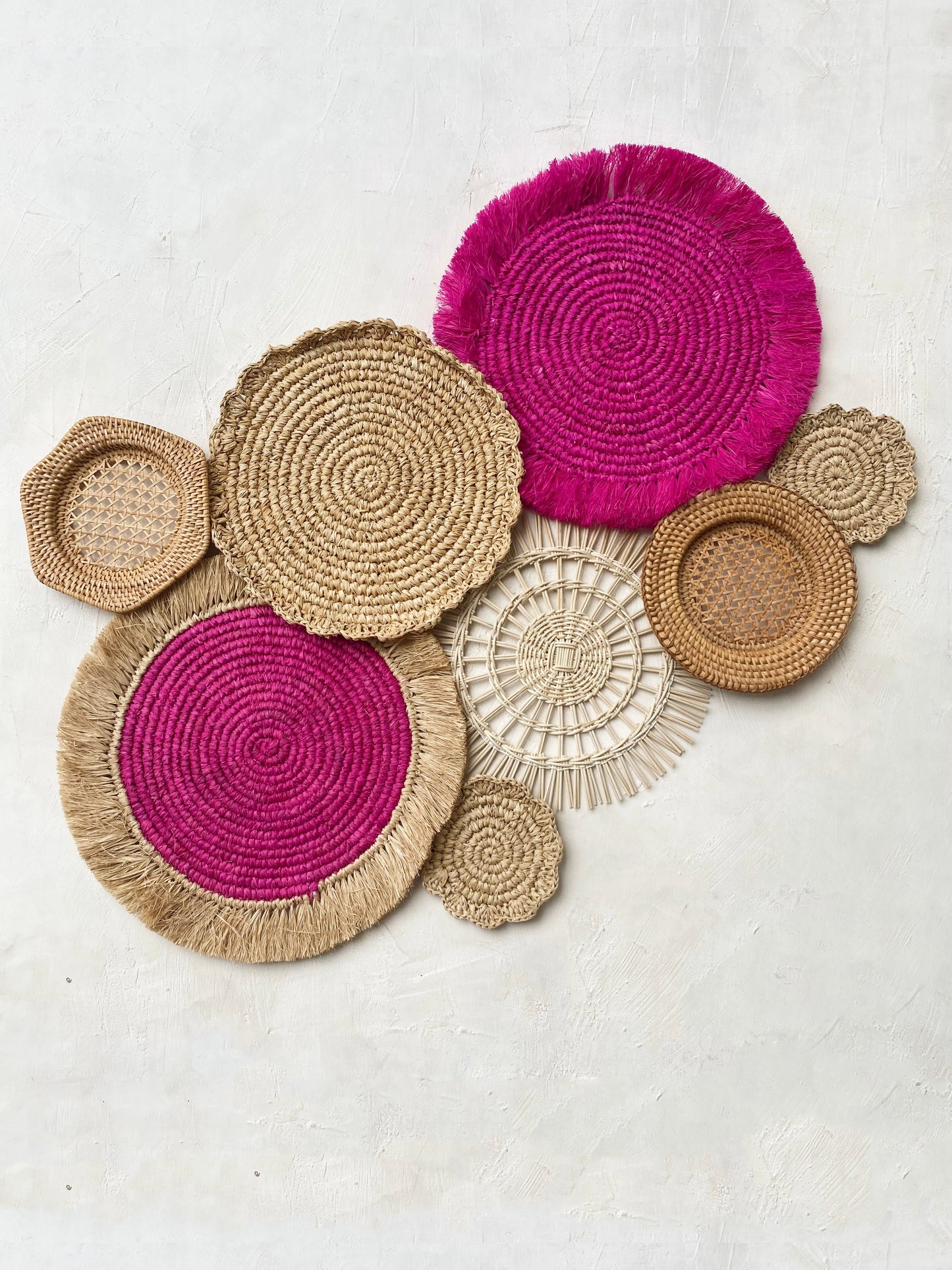 Set of 8 Fuchsia Wall Basket
