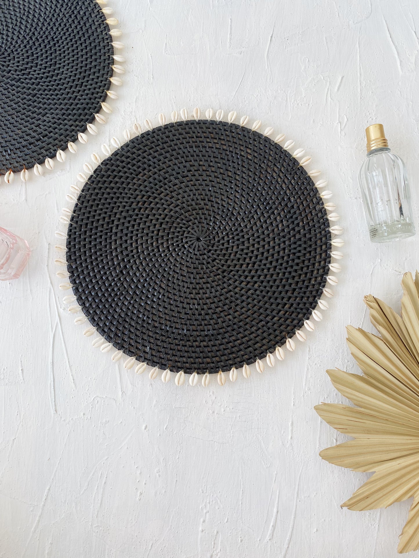 Black Rattan Shell Placemats