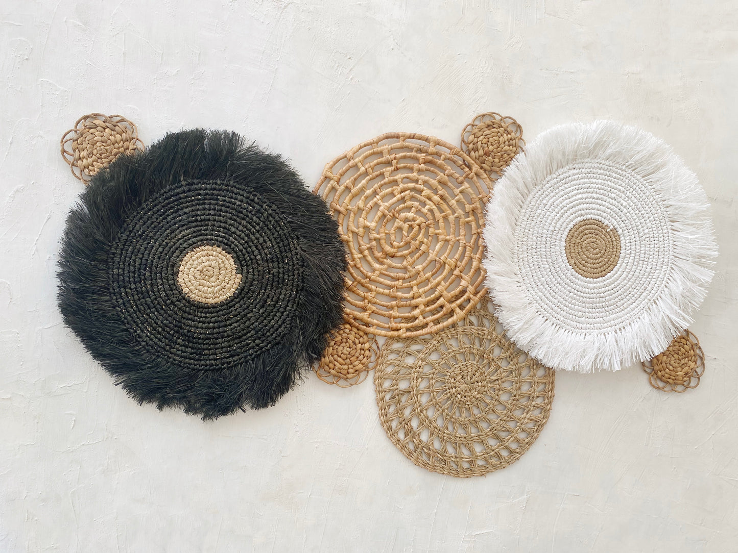 Set of 8 Boho Wall Basket with Fringe