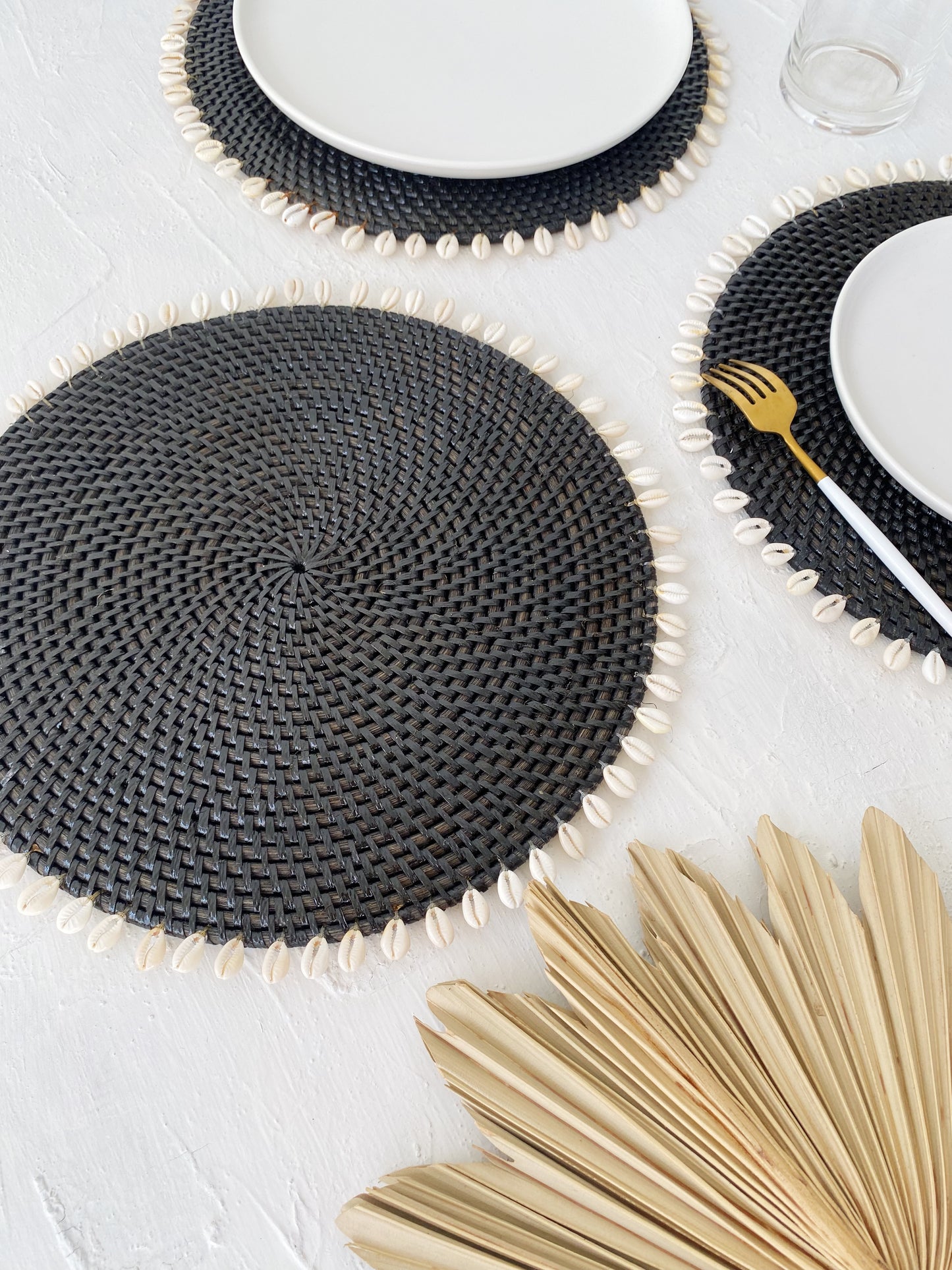 Black Rattan Shell Placemats