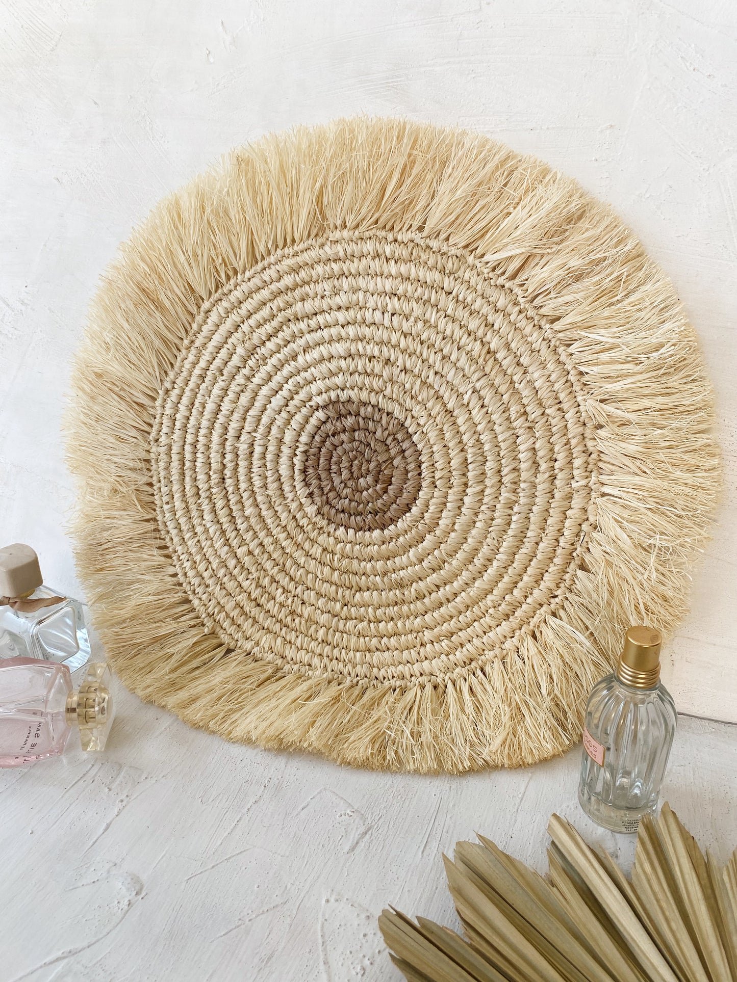 Bleach Natural Mix Raffia Fringe Wall Basket