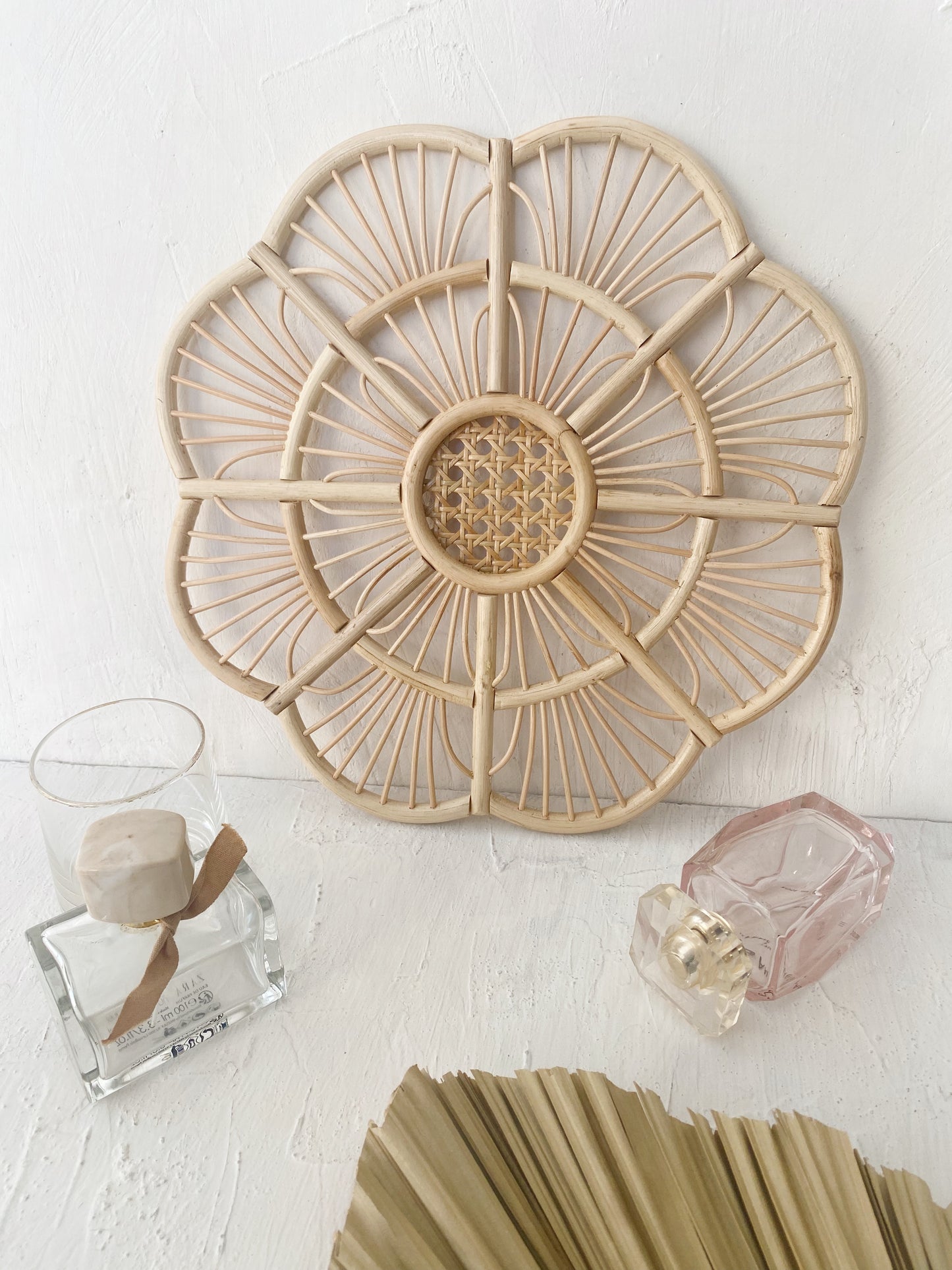 Kembang Flower Round Rattan Decor Wall Art