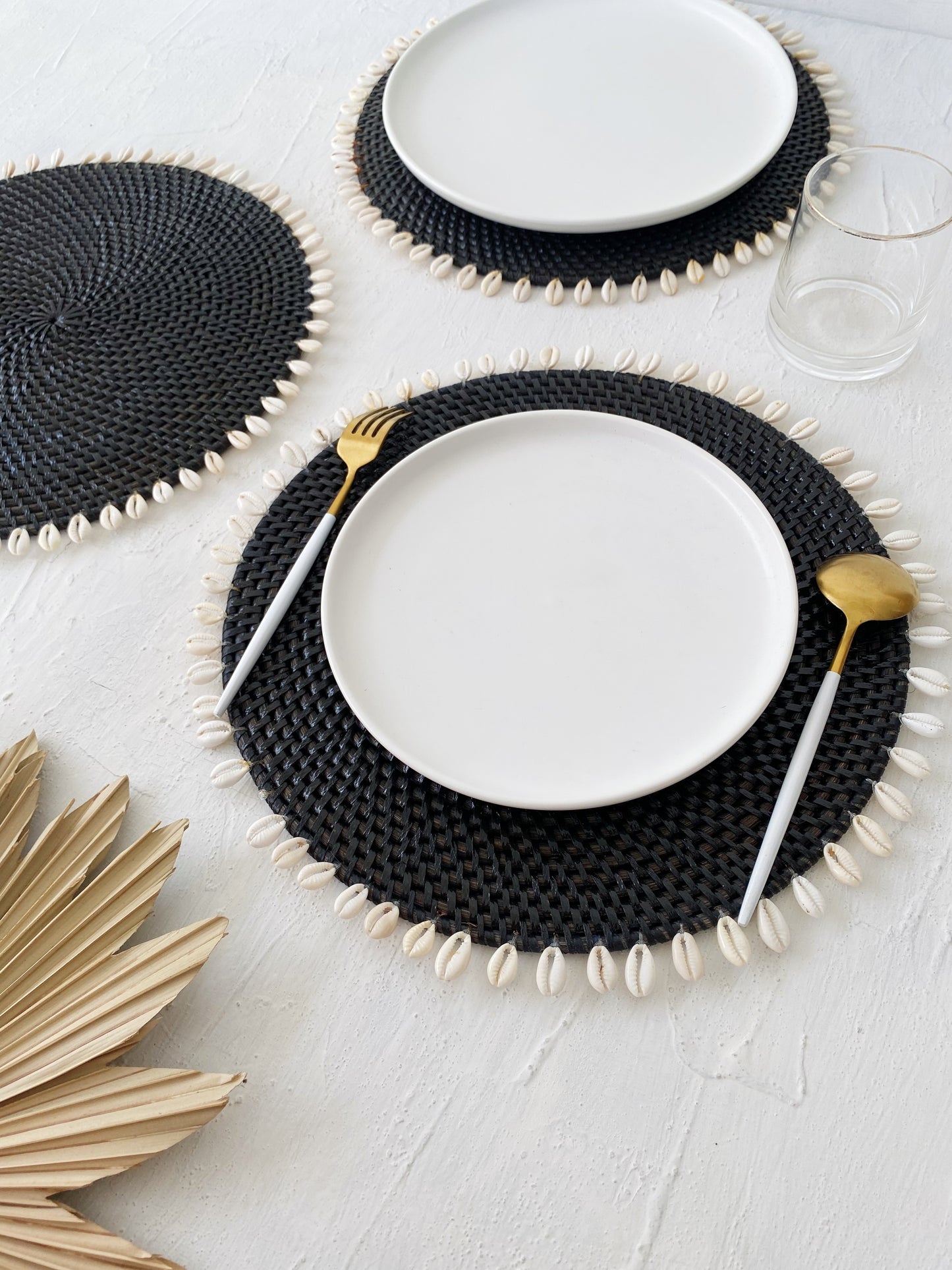 Black Rattan Shell Placemats