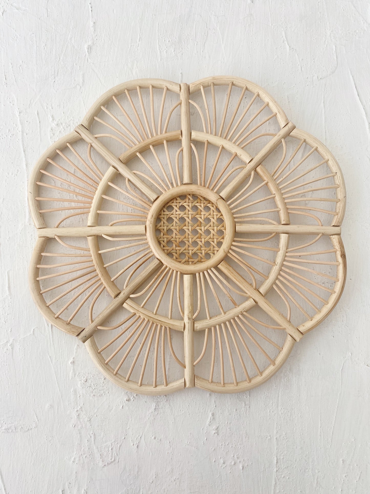 Kembang Flower Round Rattan Decor Wall Art
