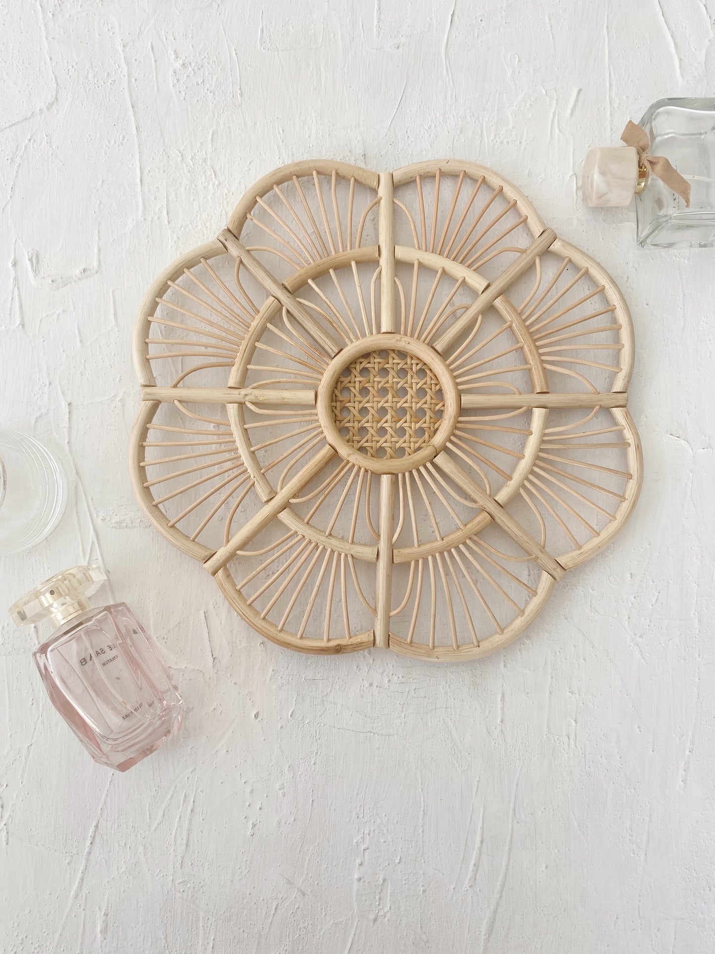 Kembang Flower Round Rattan Decor Wall Art