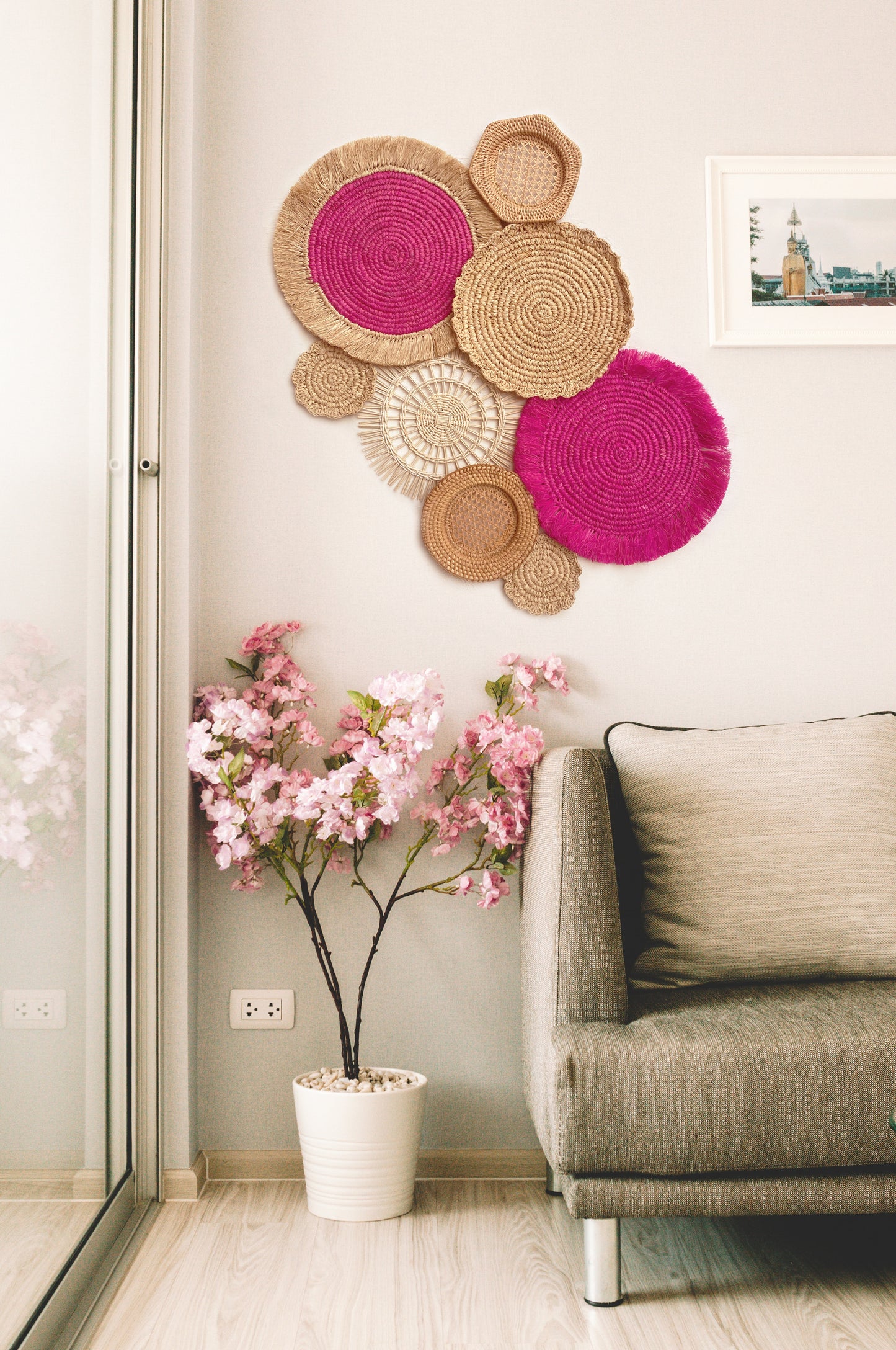 Set of 8 Fuchsia Wall Basket