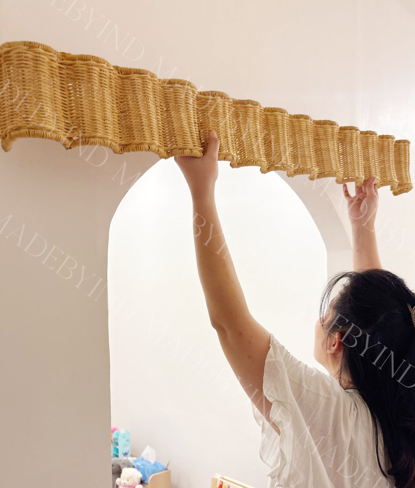 Rattan Scalloped Nursery Window Valance