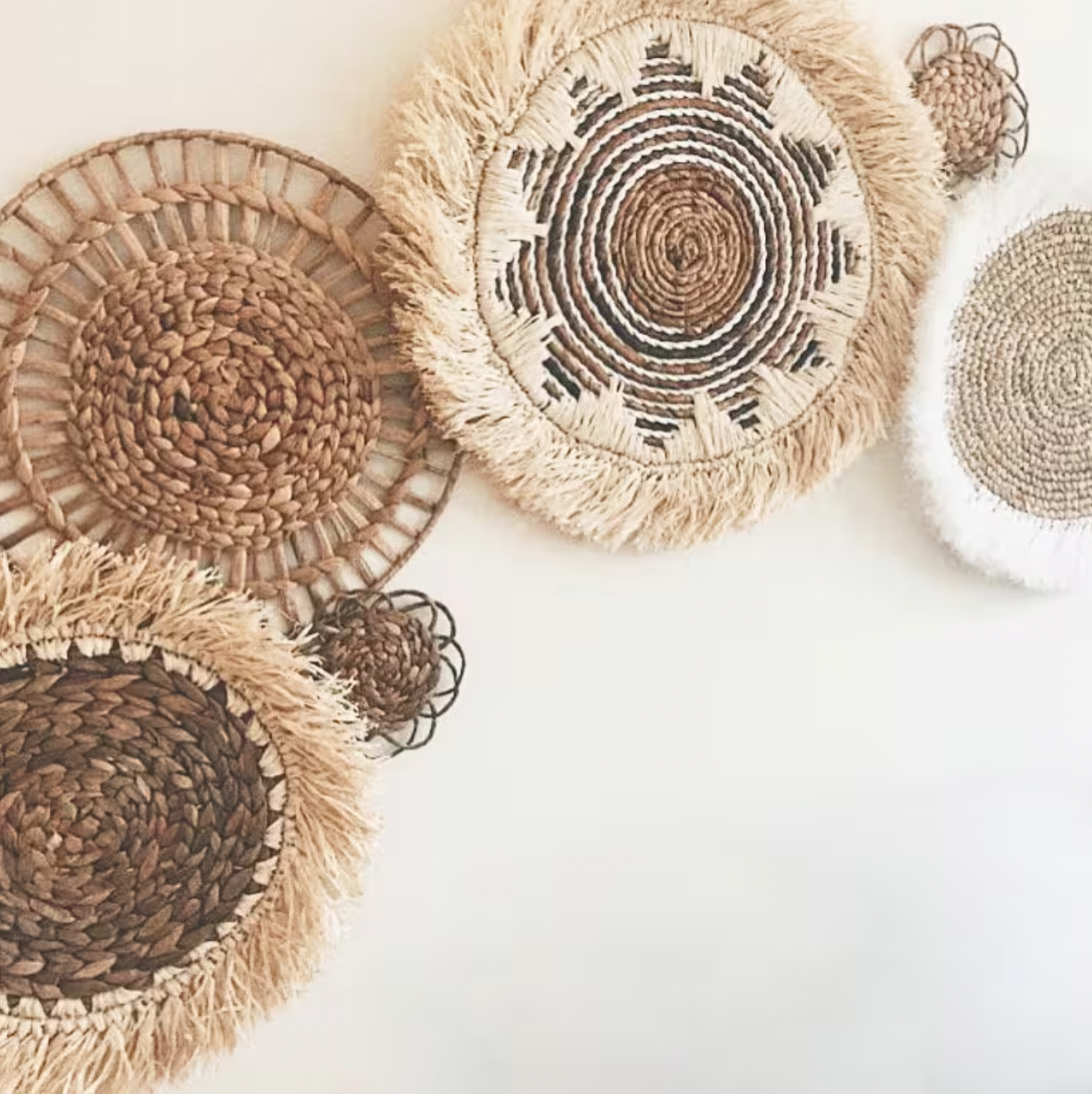 Set of 7 Bohemian Wall Basket and Wall Decor