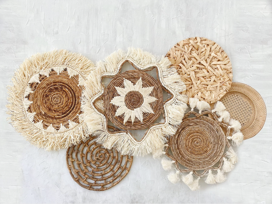 Set of 6 Boho Wall Basket Fringe