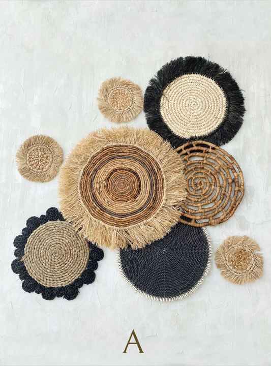 Set of 8 Bohemian Wall Basket & Wall Decor