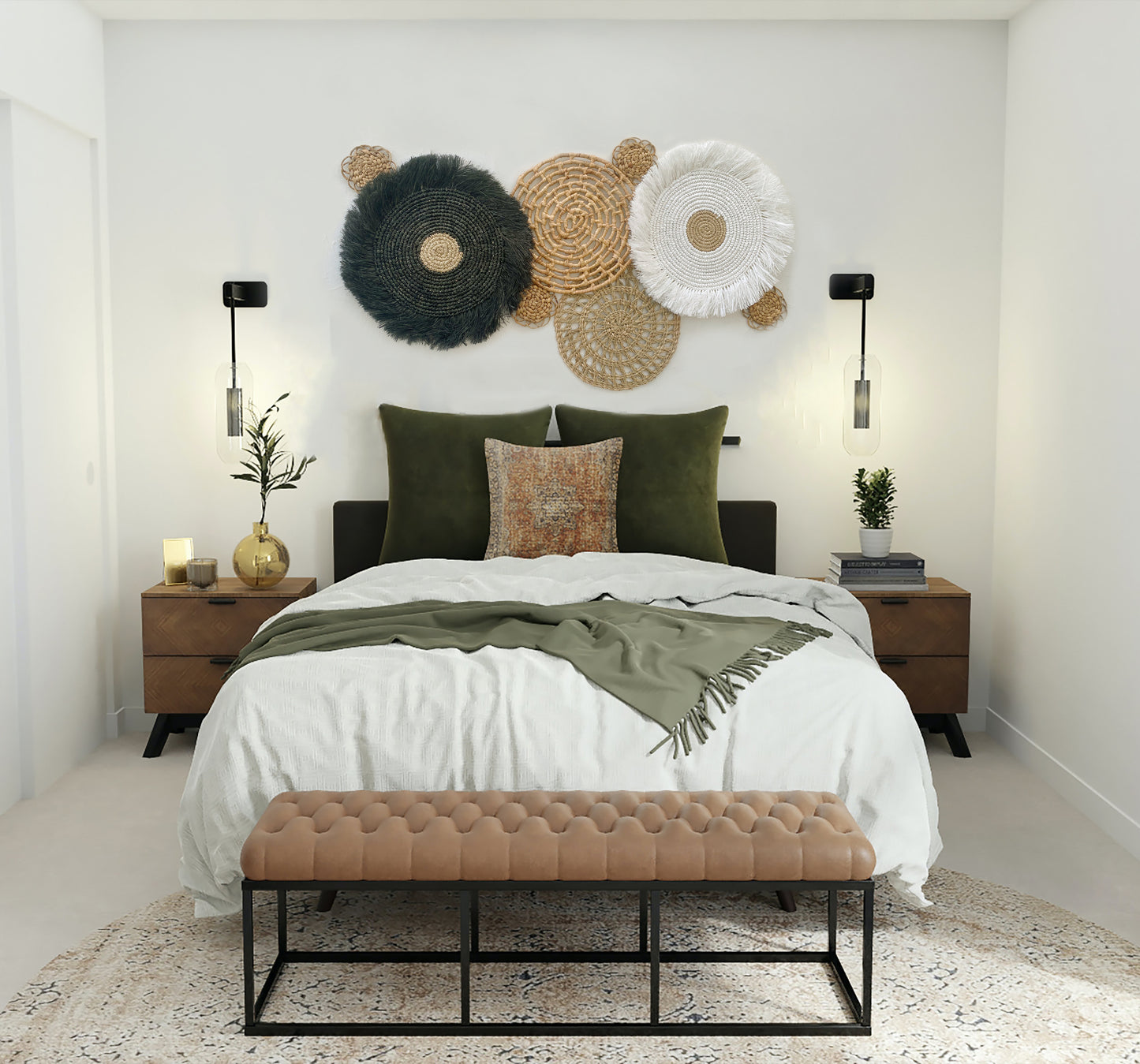 Set of 8 Boho Wall Basket with Fringe