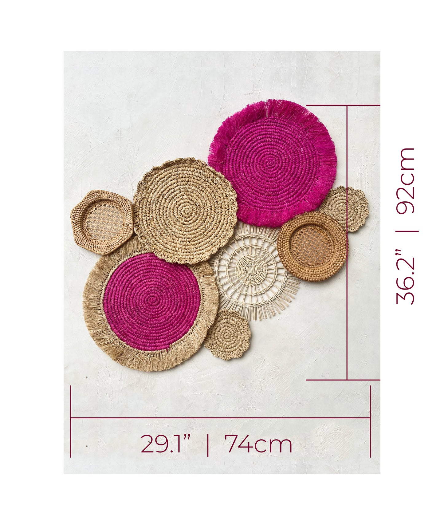 Set of 8 Fuchsia Wall Basket