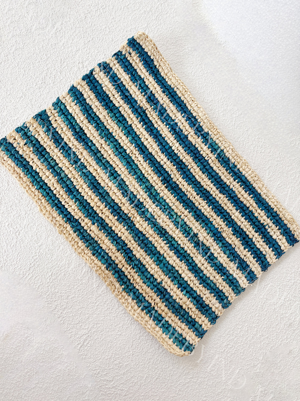 Blue Stripe Raffia Placemat