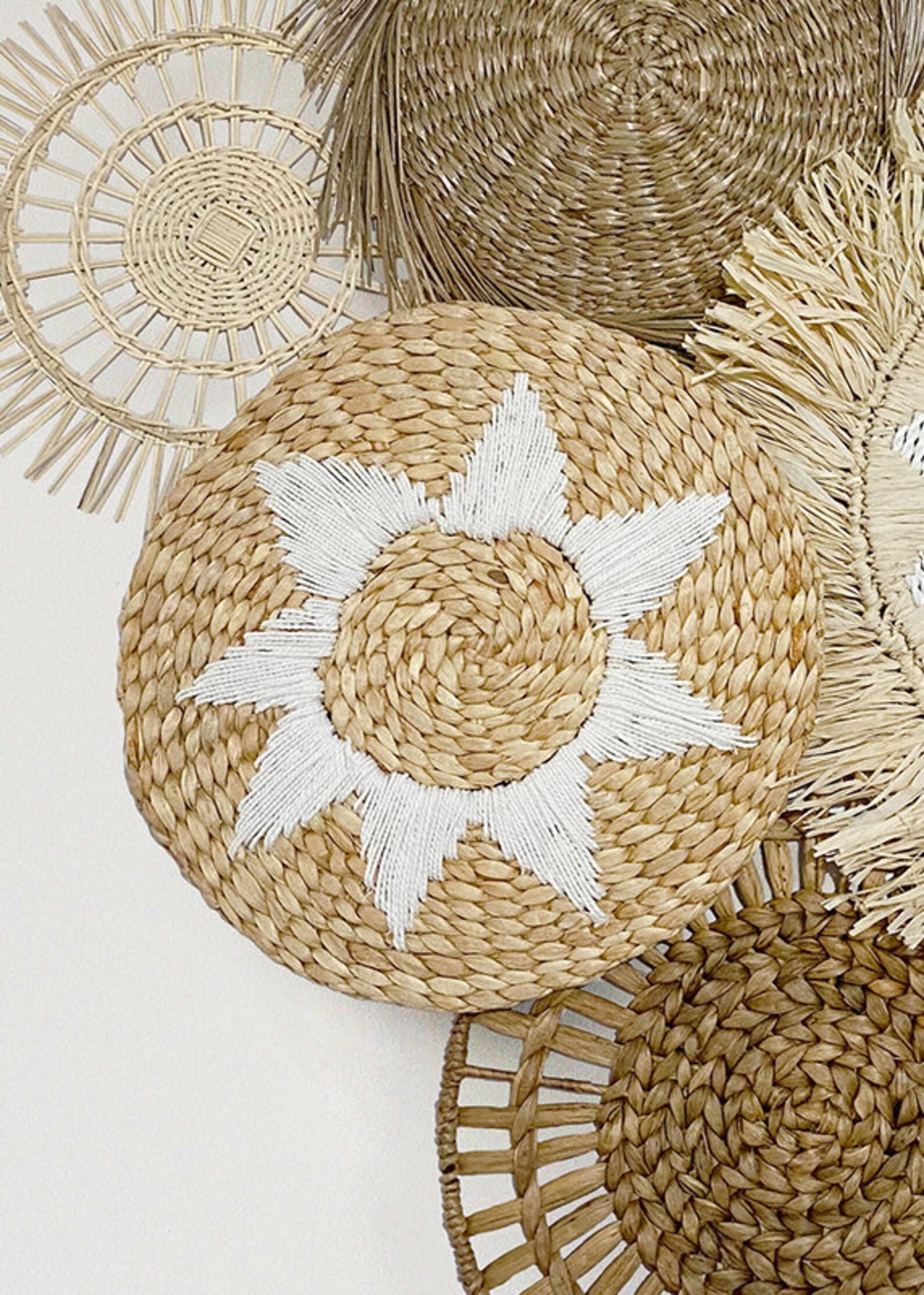 Set of 5 Boho Wall Basket and Wall Decor