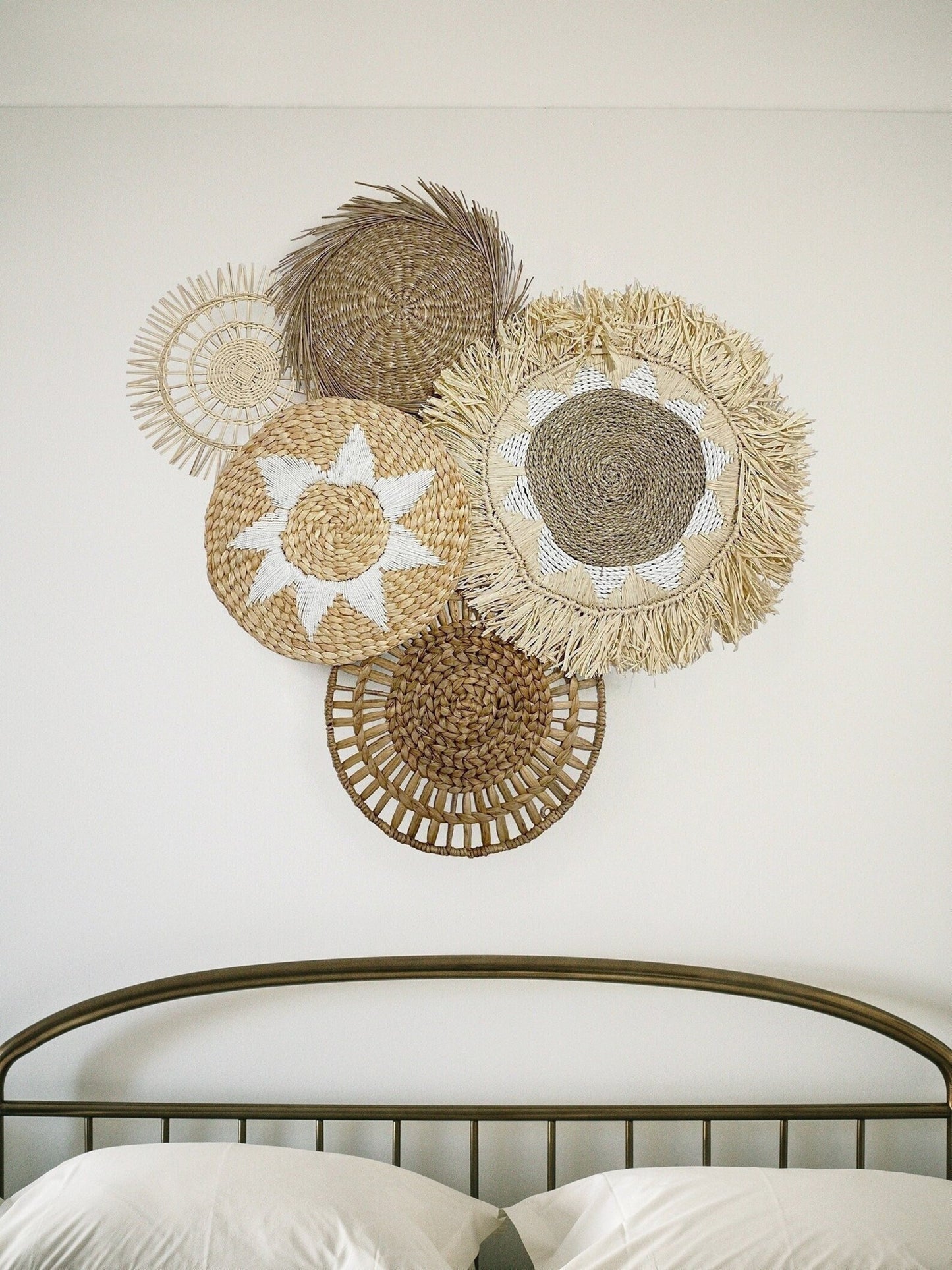 Set of 5 Boho Wall Basket and Wall Decor