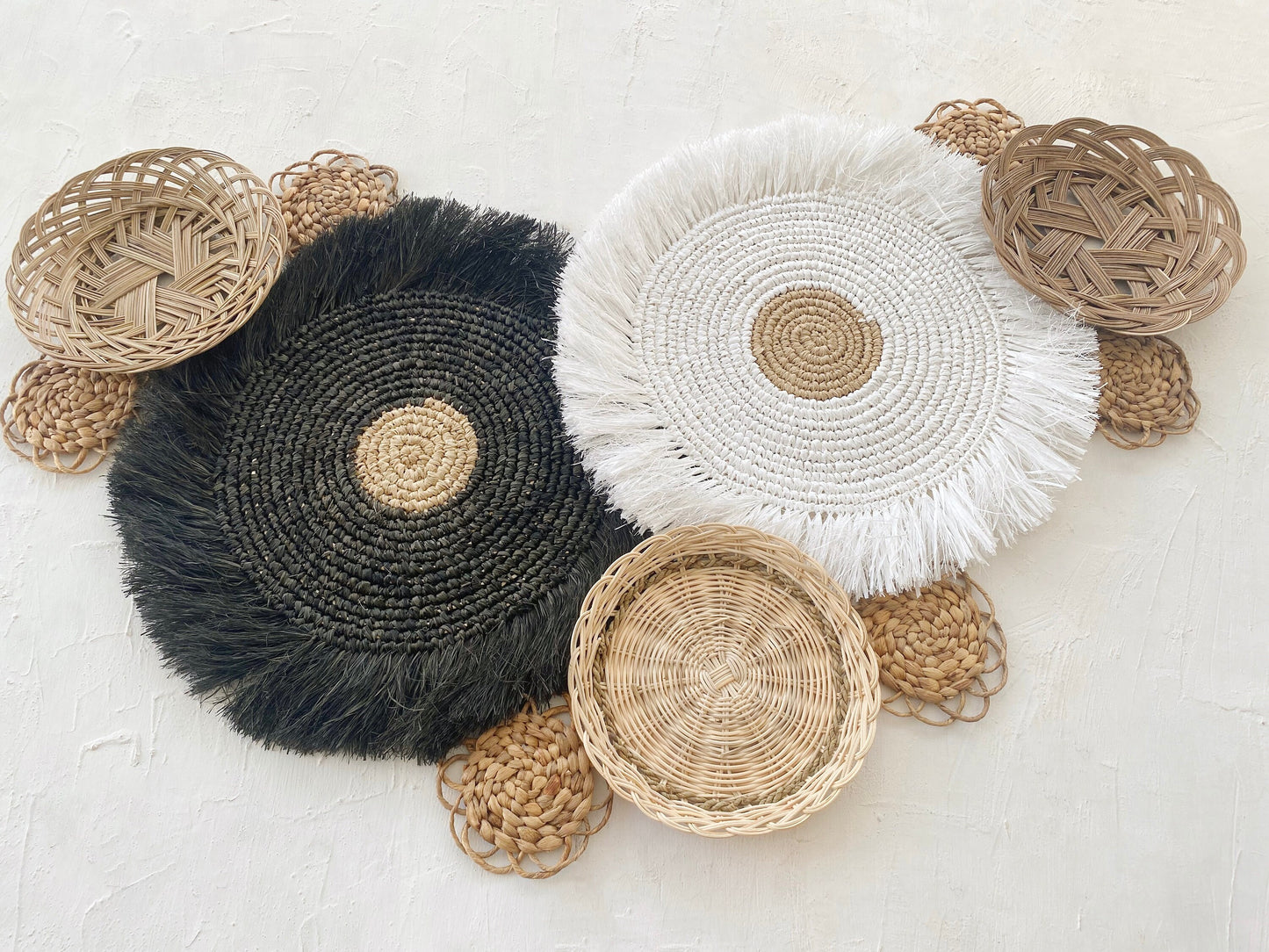 Set of 11 Boho Wall Basket with Fringe