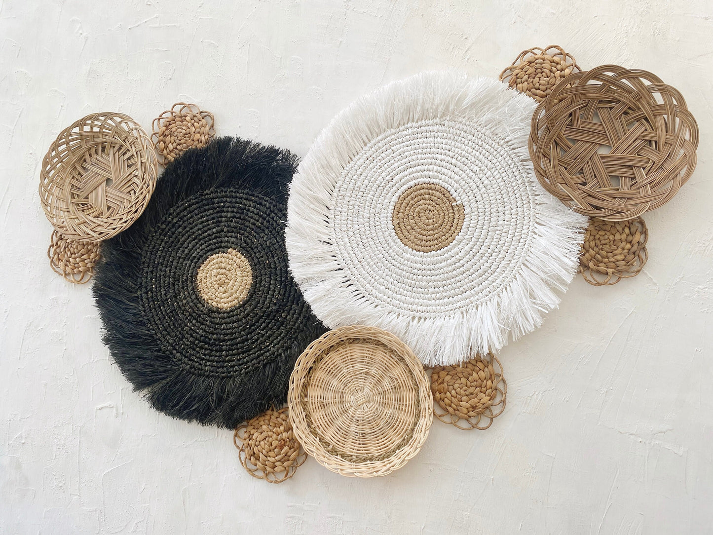Set of 11 Boho Wall Basket with Fringe