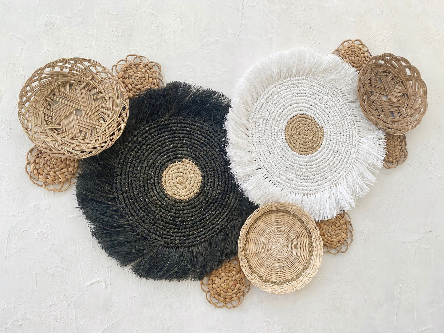 Set of 11 Boho Wall Basket with Fringe