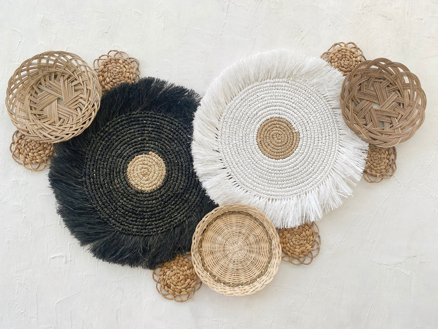 Set of 11 Boho Wall Basket with Fringe