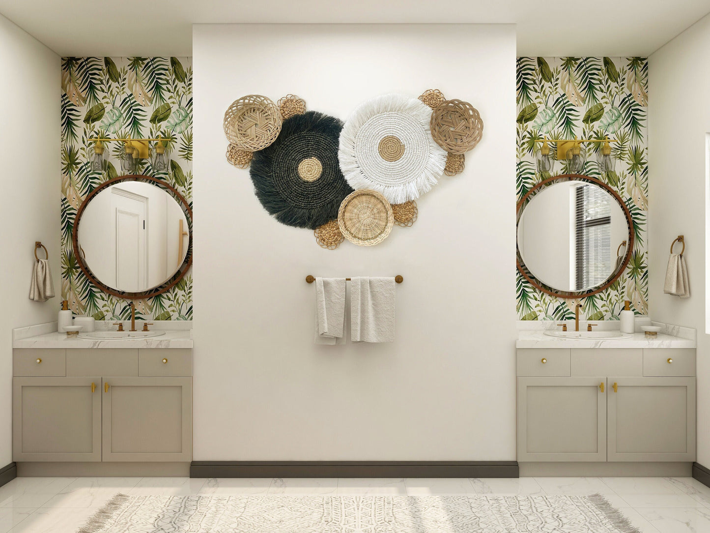 Set of 11 Boho Wall Basket with Fringe