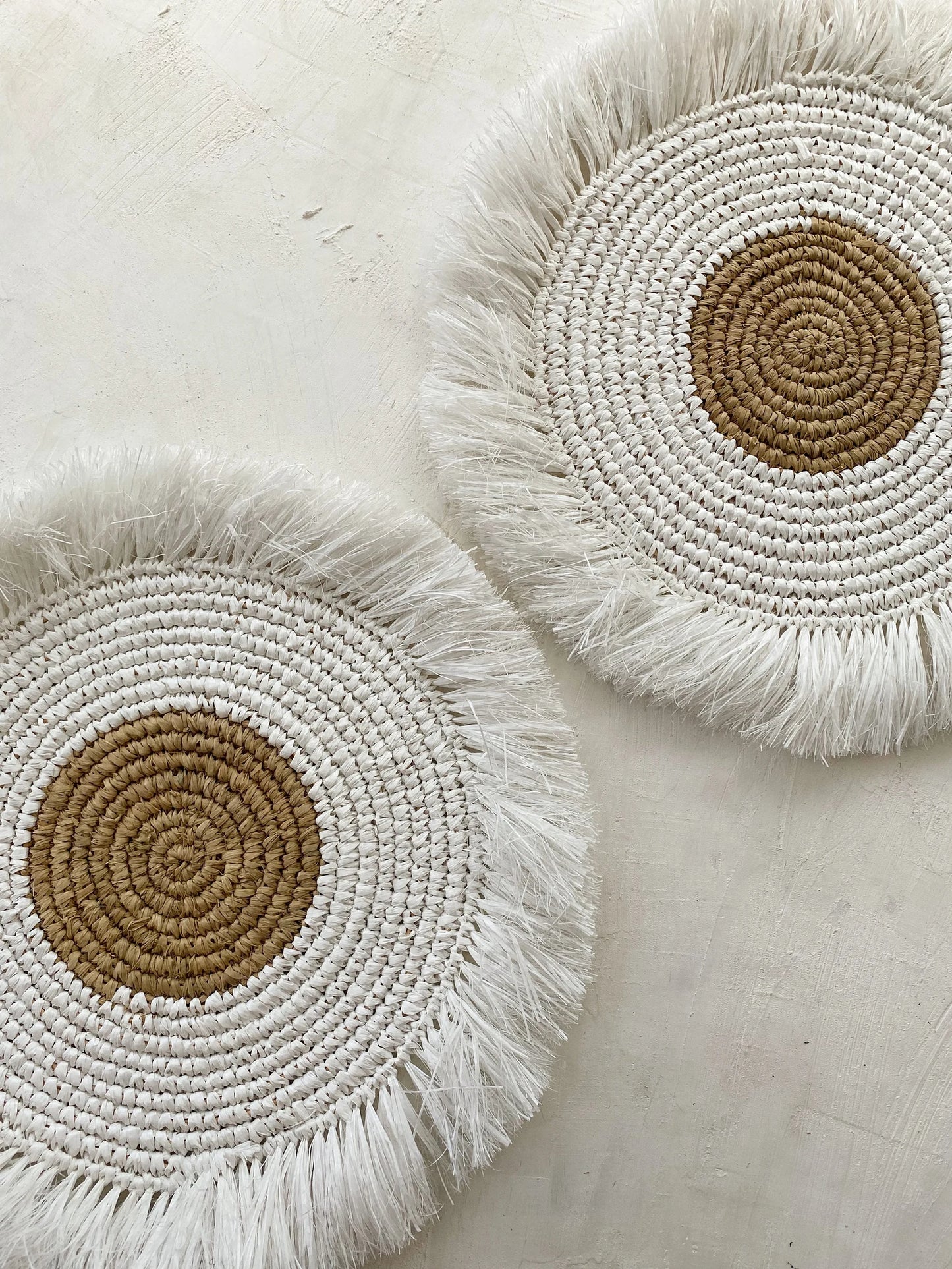 Raffia Monochrome Fringe Wall Basket