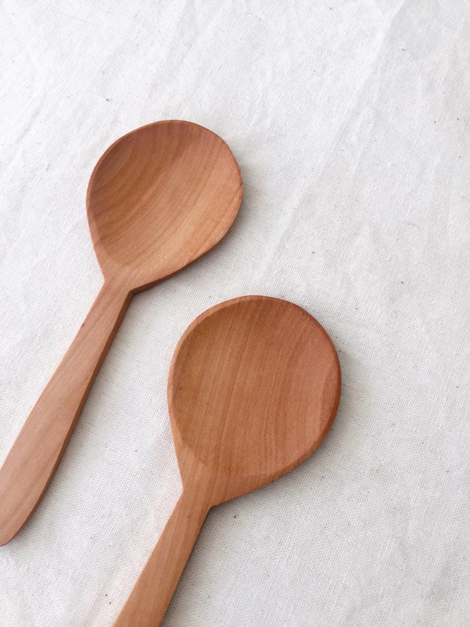 Wooden Round Dessert Spoon