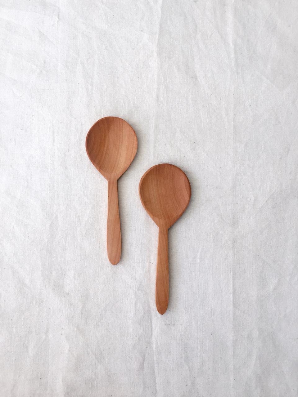 Wooden Round Dessert Spoon