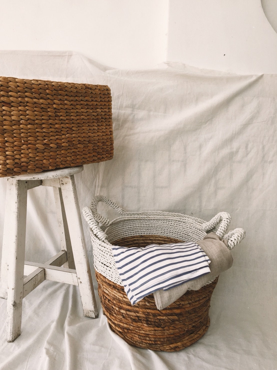 Set of 2 Two Tone Laundry Basket