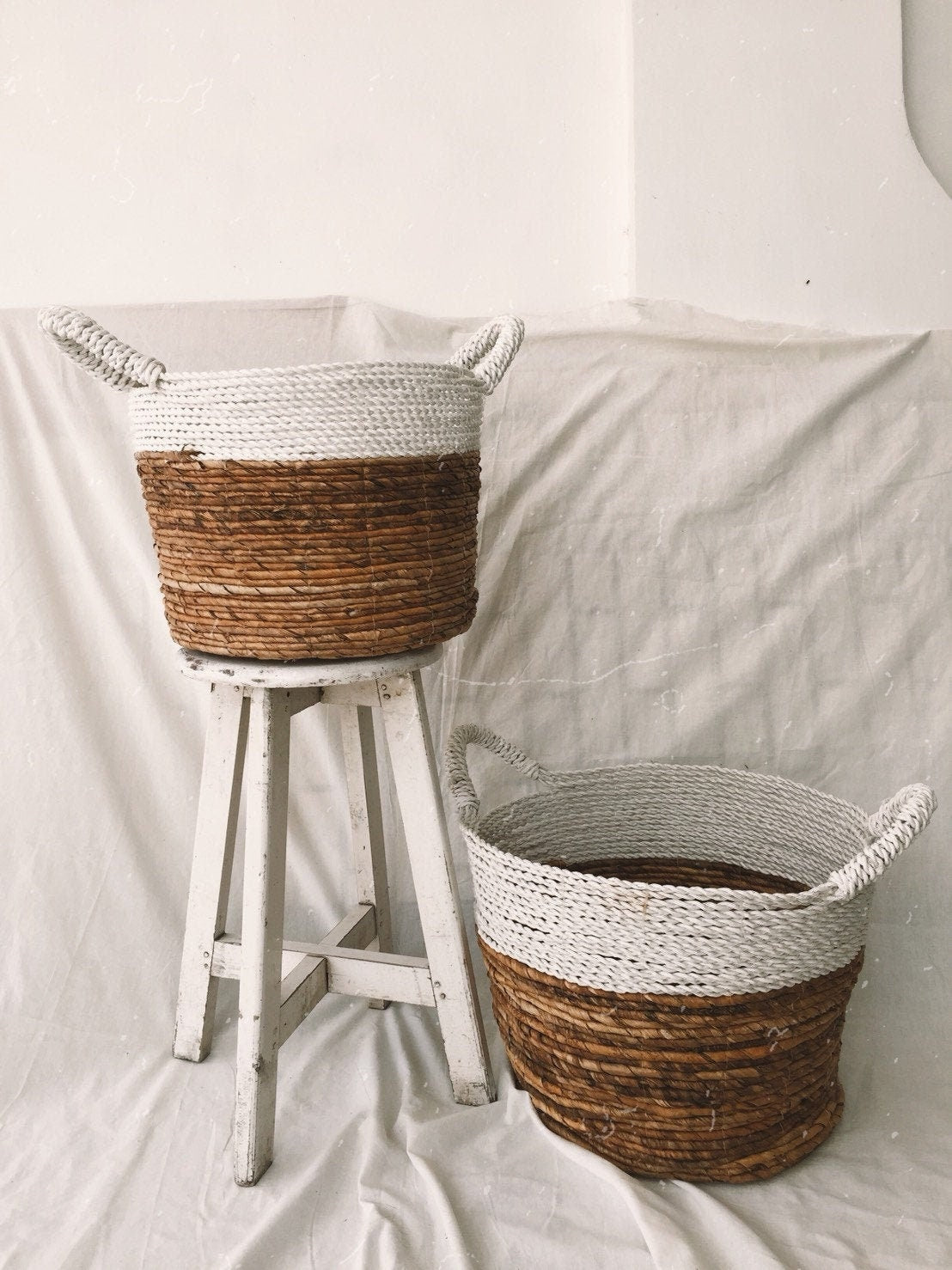 Set of 2 Two Tone Laundry Basket