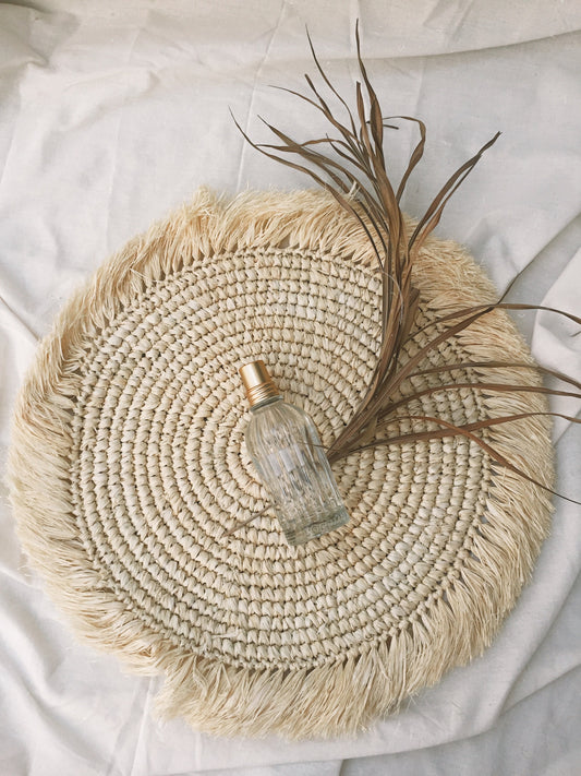 White Bleach Raffia Fringe Placemats