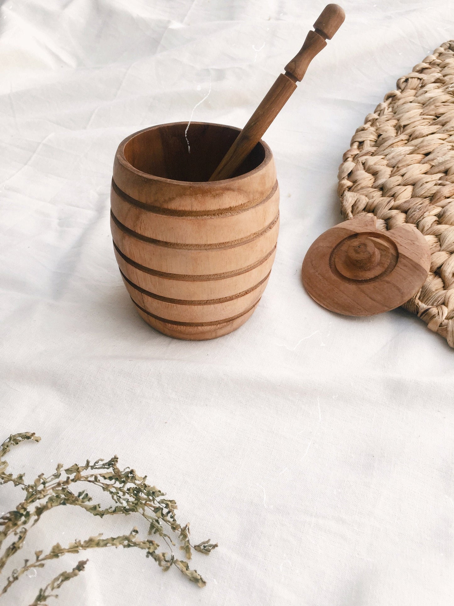 Wooden Honey Jar