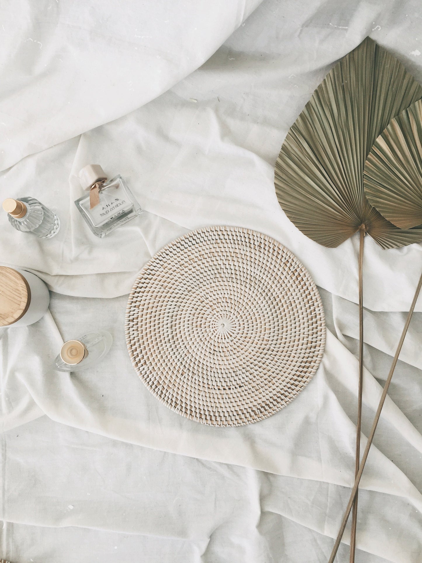 Round White Rattan Placemats