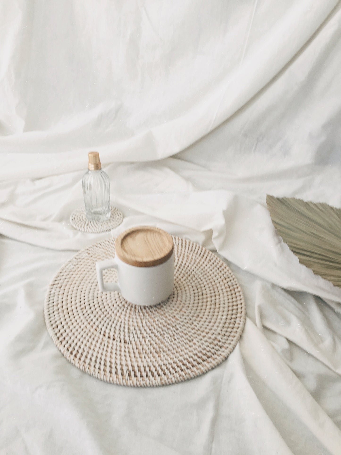 Round White Rattan Placemats
