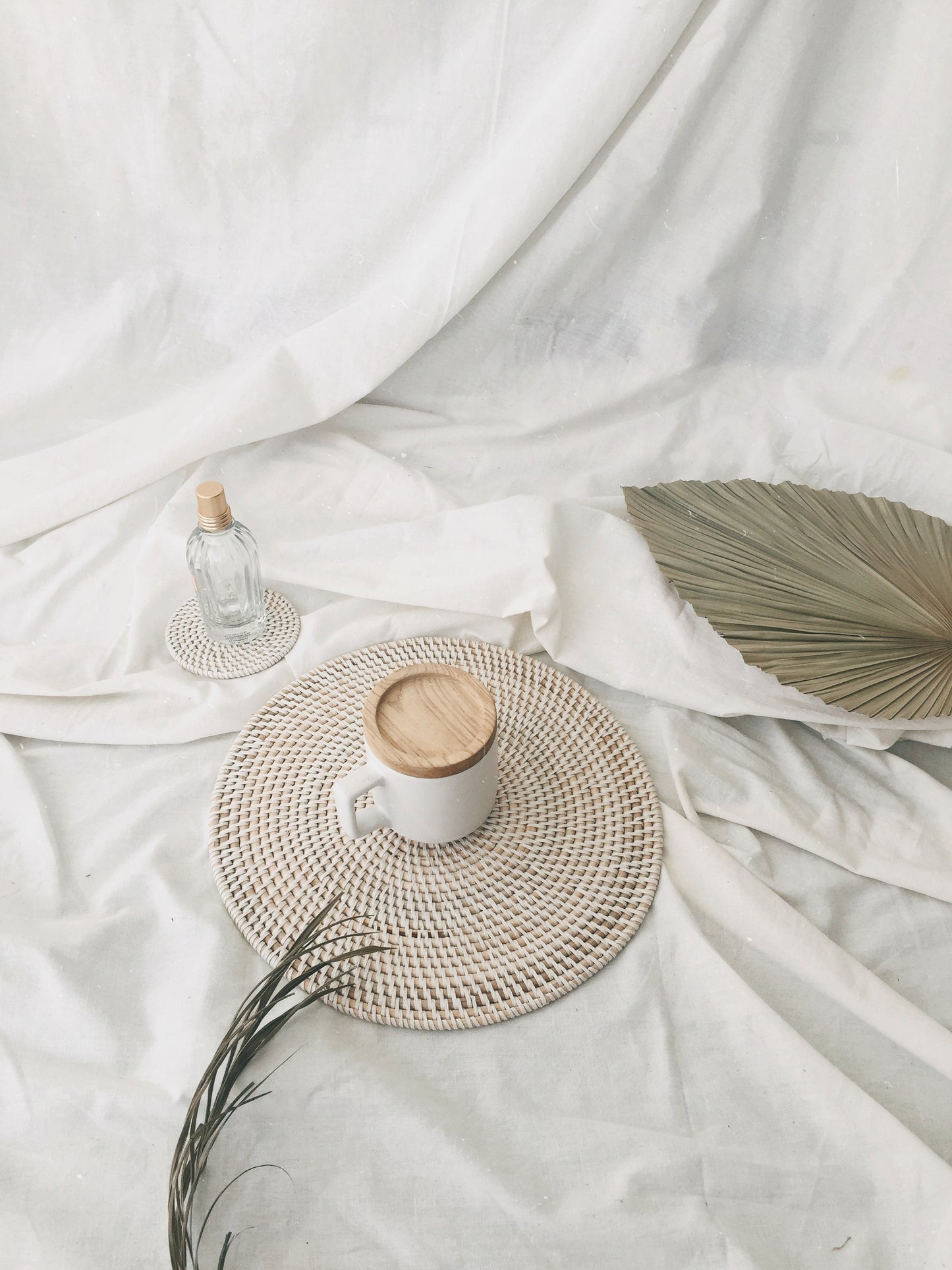 Round White Rattan Placemats