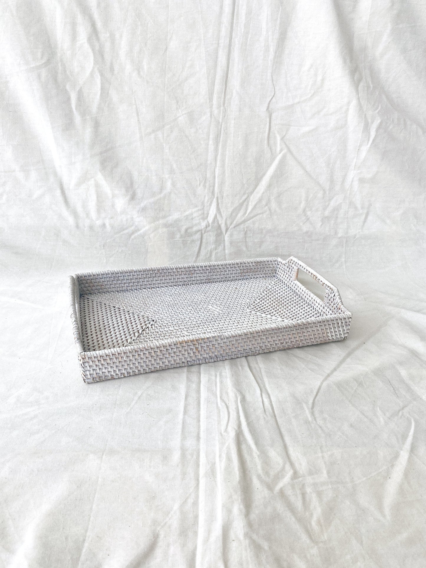 Whitewashed Rattan Tray