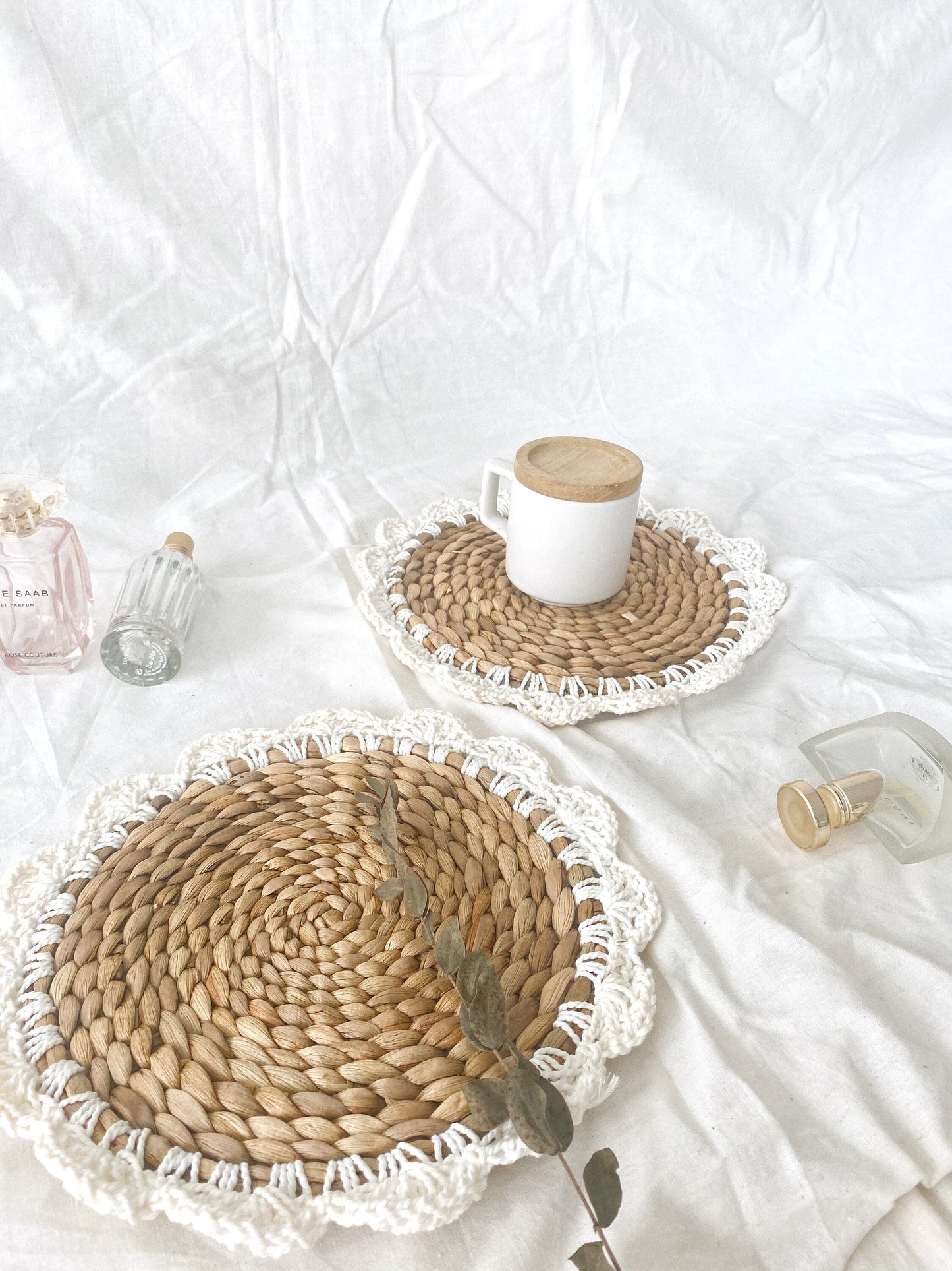 Water Hyacinth Flowers Macrame Placemats