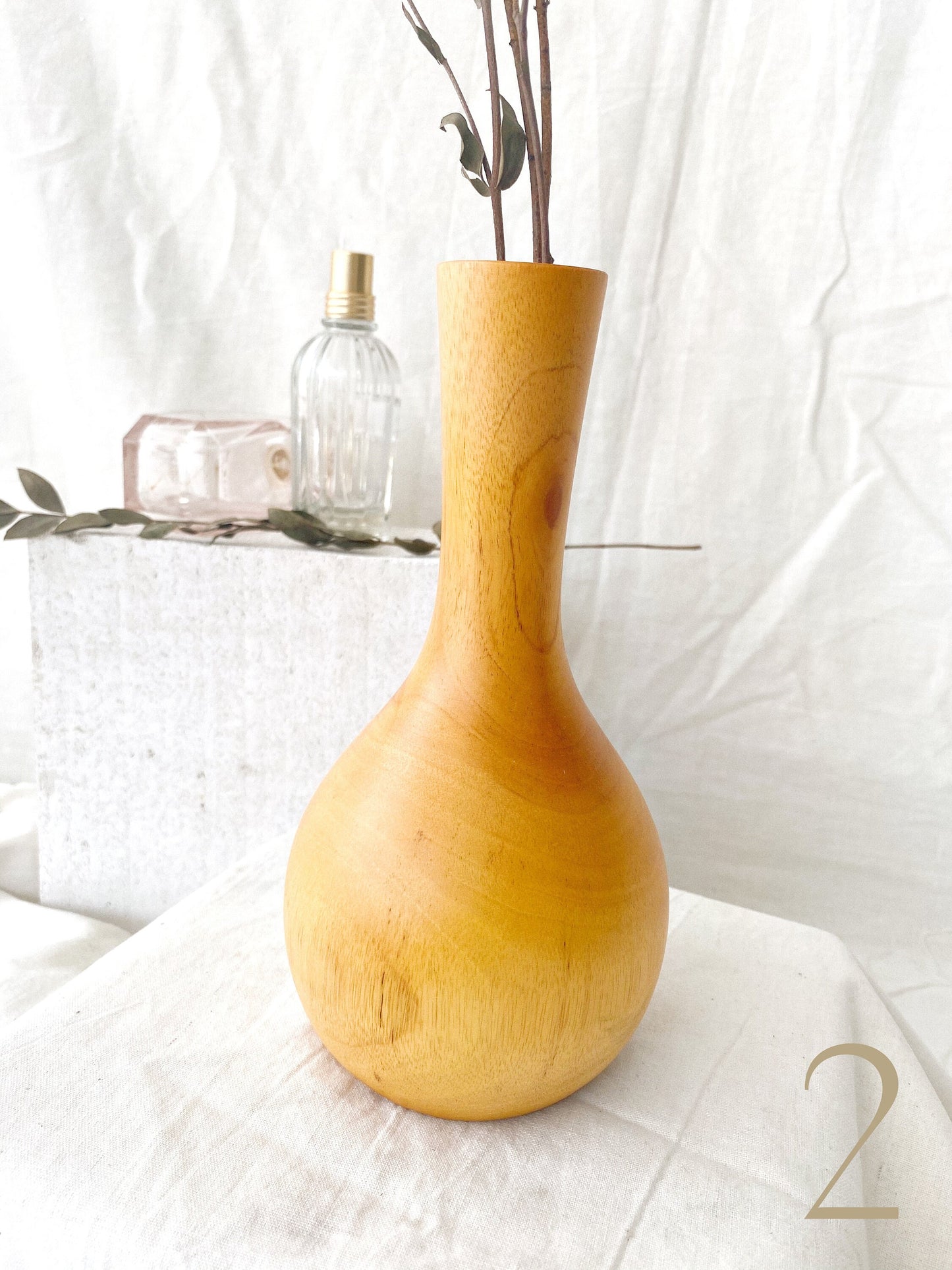 Set of 2 Wooden Teak Vase