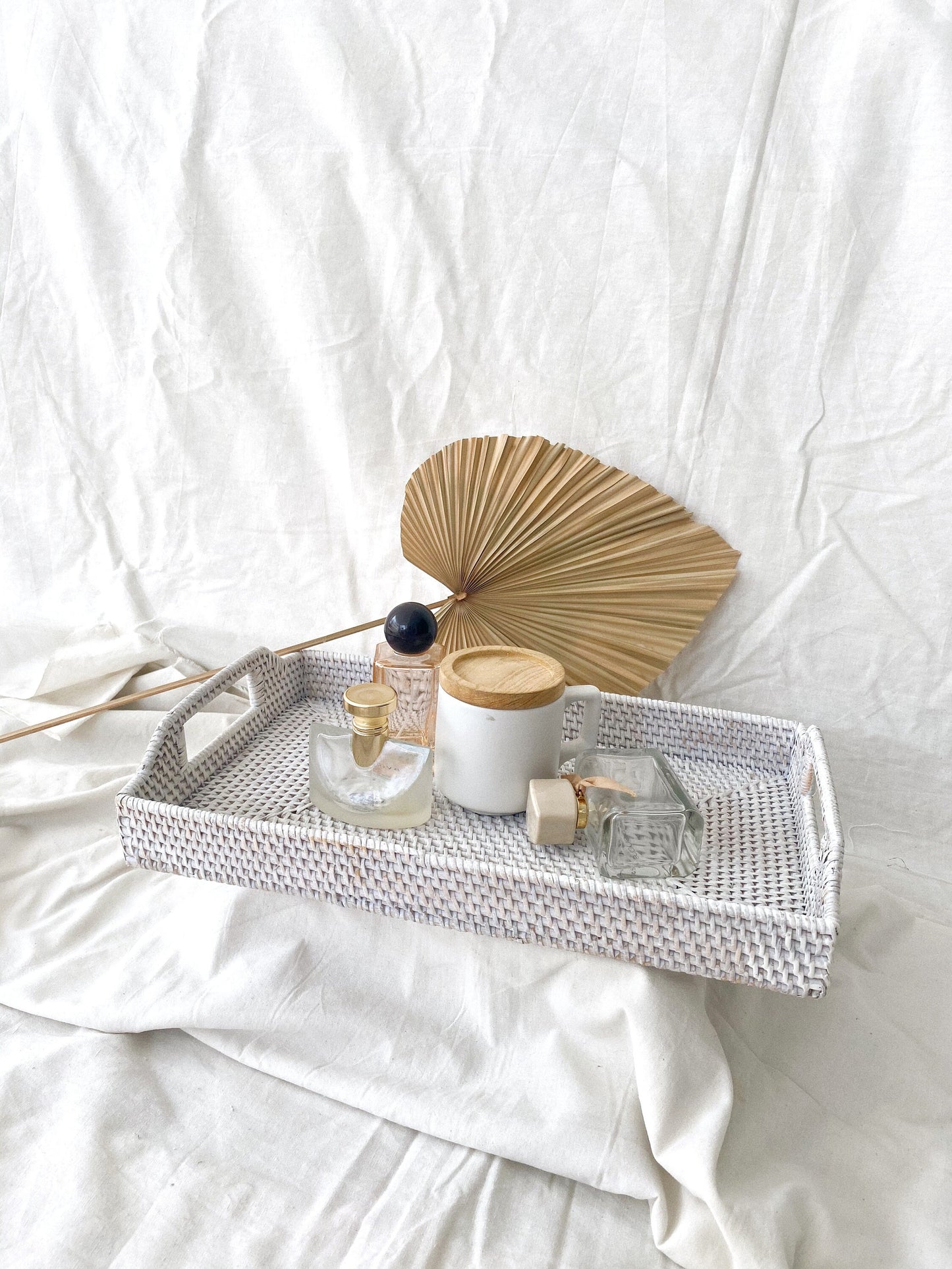 Whitewashed Rattan Tray