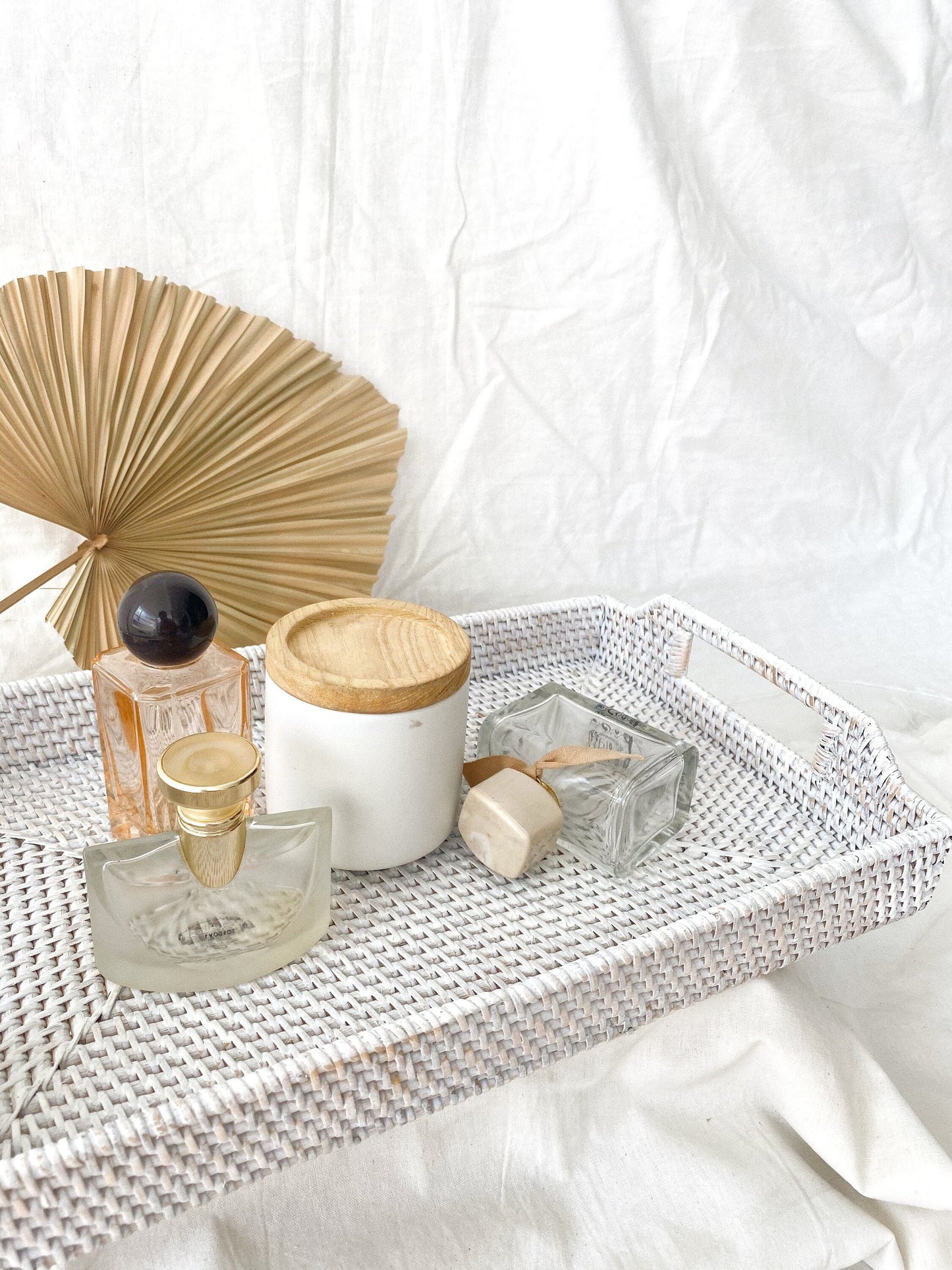Whitewashed Rattan Tray