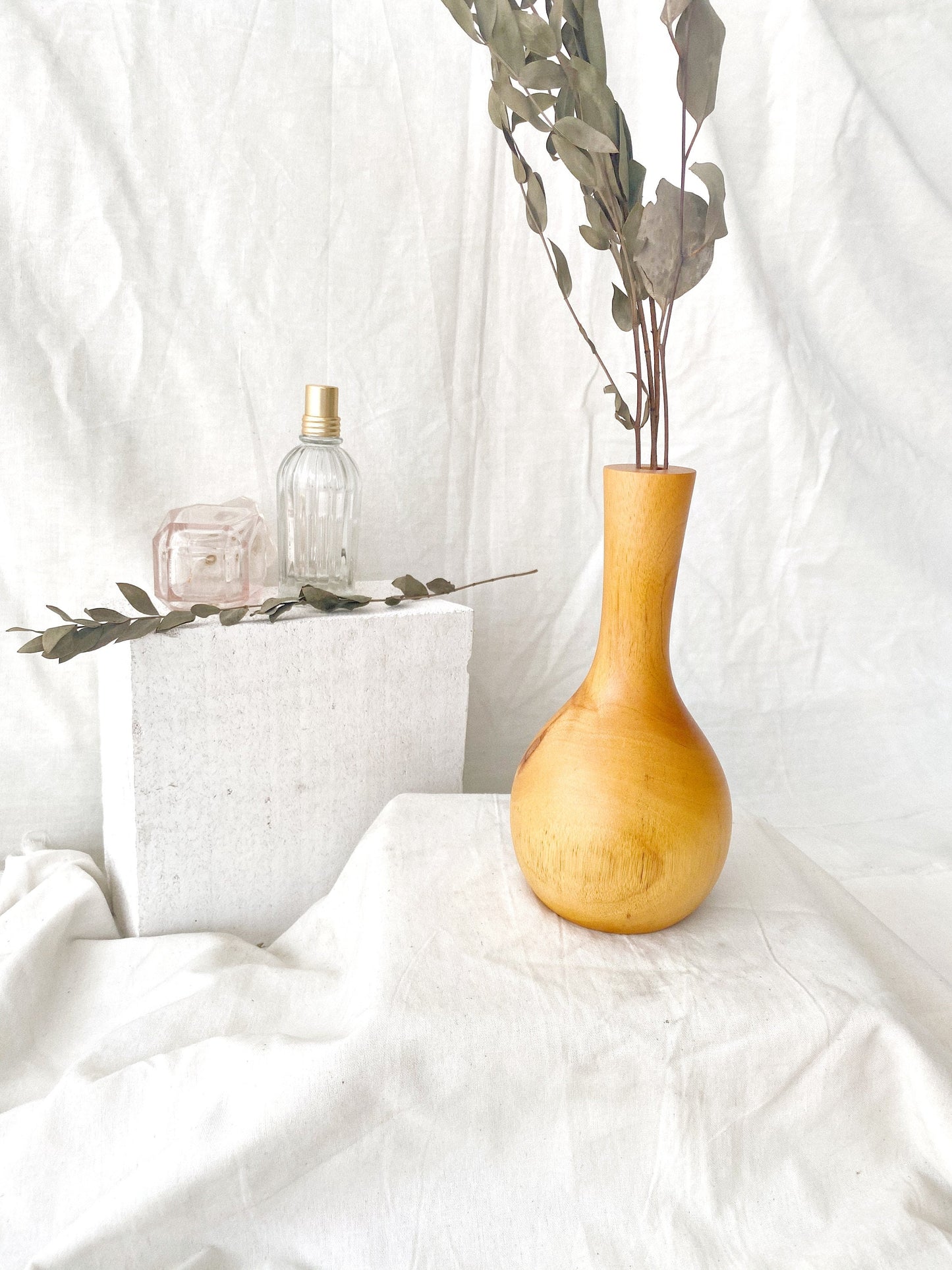 Set of 2 Wooden Teak Vase