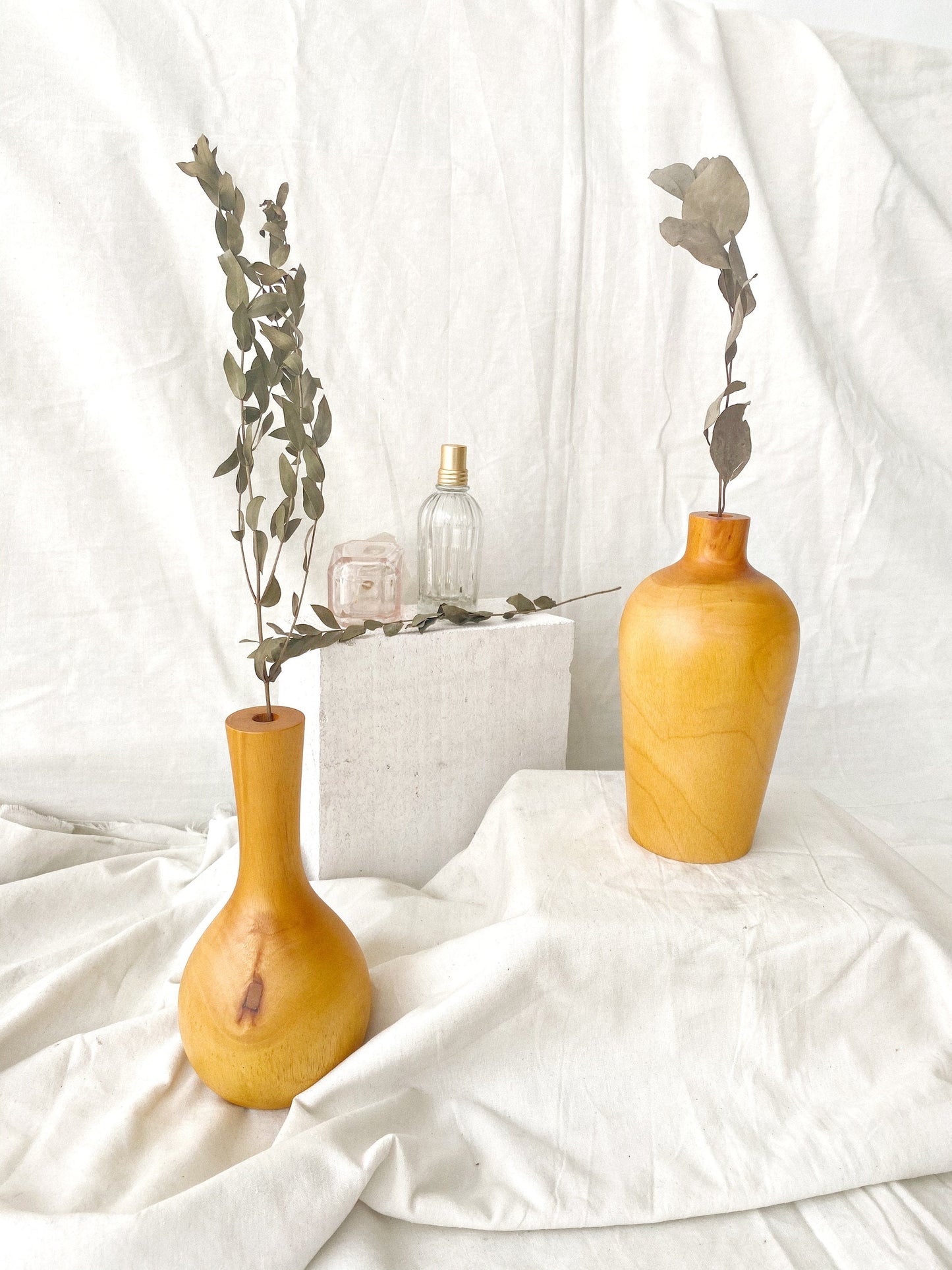 Set of 2 Wooden Teak Vase
