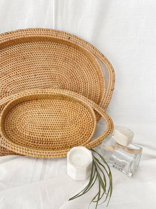 Flat Oval Rattan Tray
