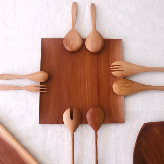 Wooden Round Dessert Spoon