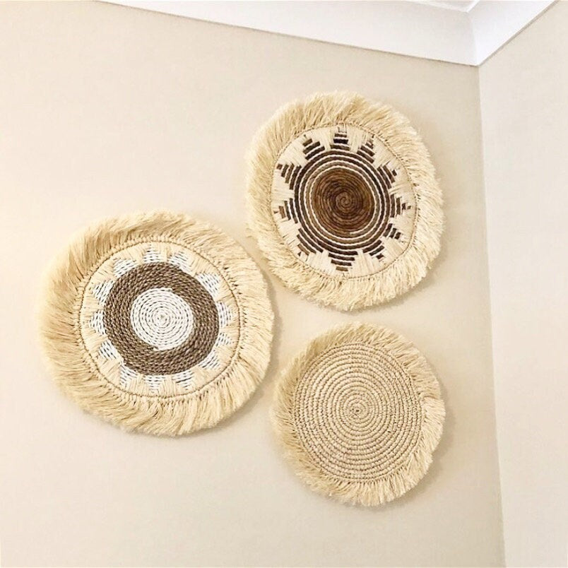 Set of 3 Natural Bohemian Wall Decor