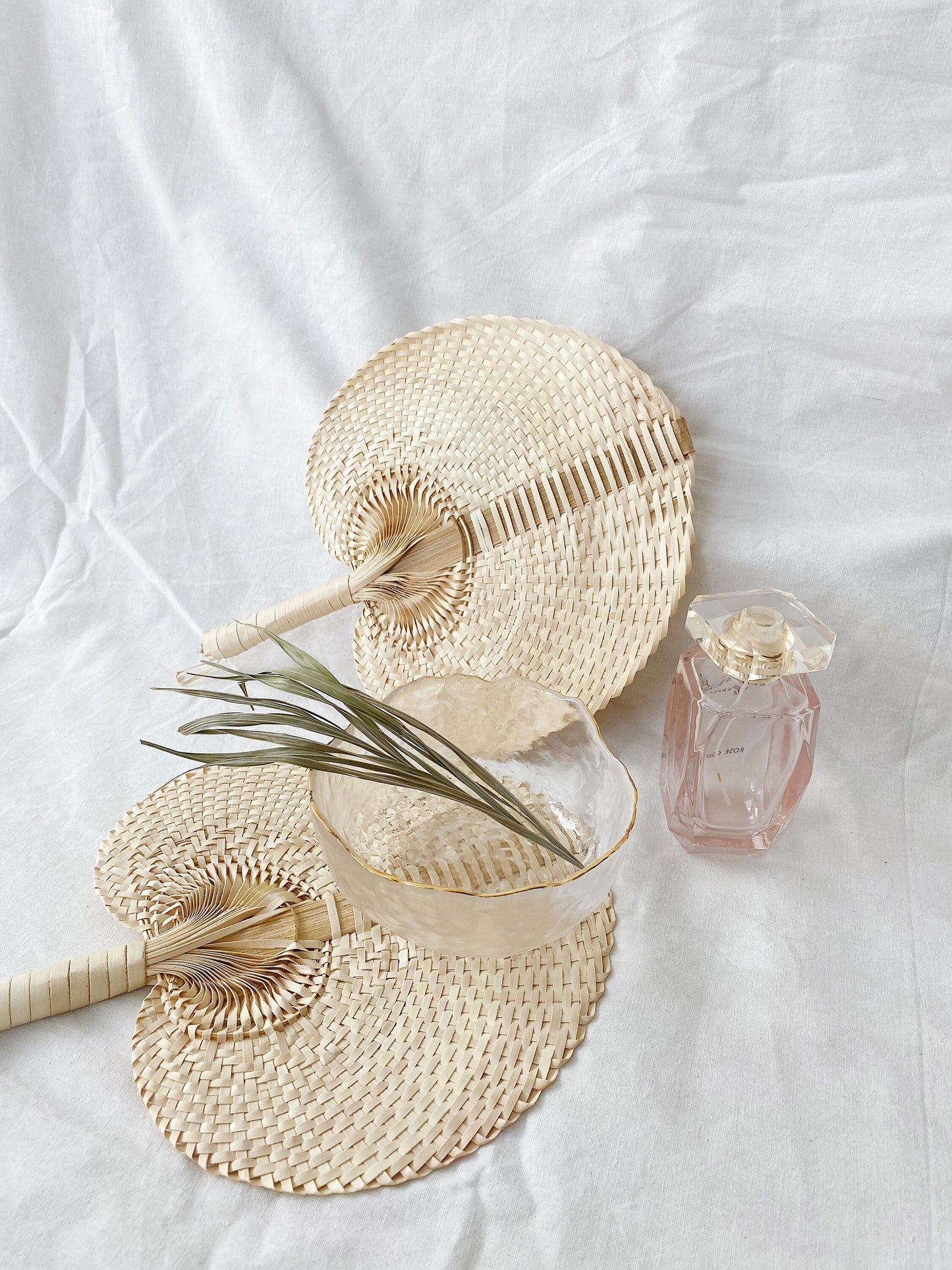 Beige Wicker Straw Fan