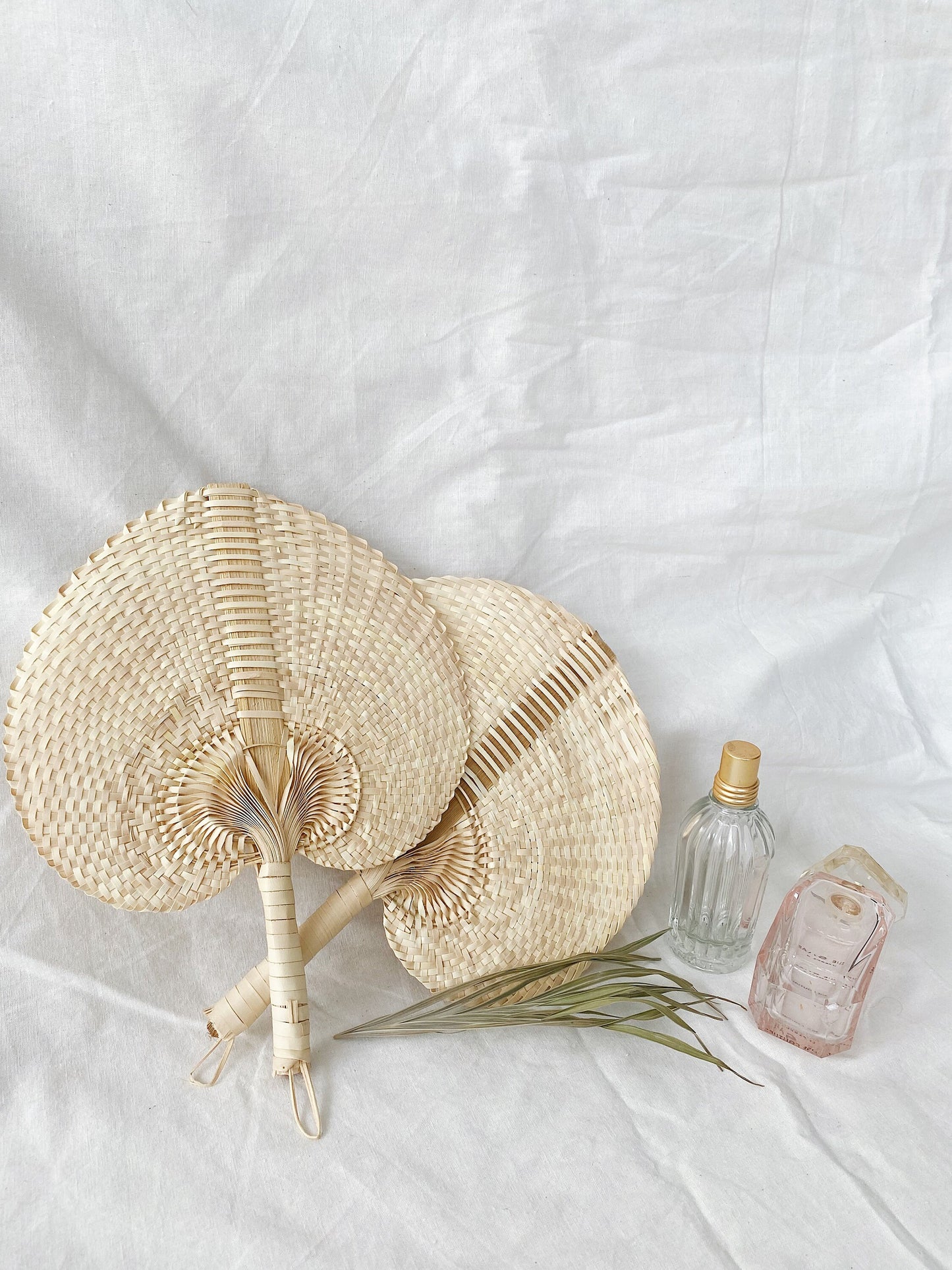 Beige Wicker Straw Fan